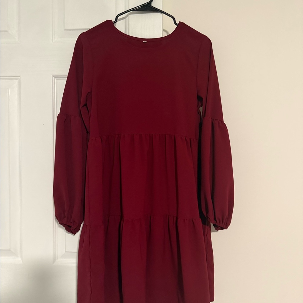 Amazon Women's Long Sleeve Dress - Burgundy
